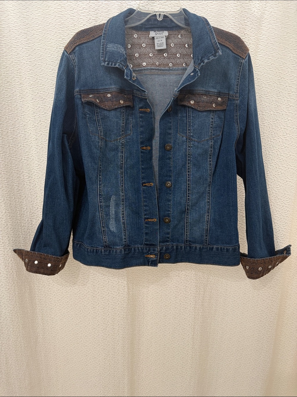 Monroe & Main Denim Jacket with Metal Stud Accents